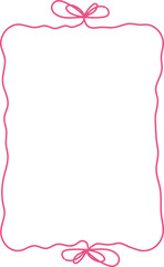 Romantic coquette ribbon frame, wedding ornate curly border collection. Hand drawn doodle sketch girly retro decorations.