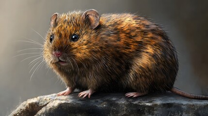A Stunning Digital Painting of a Brown and Orange Vole