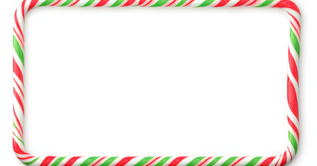 Obraz premium Horizontal frame made of red and green candy cane isolated on transparent background