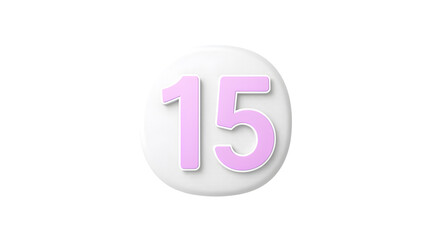 3D icon, number 15, white background, smooth textures, vibrant colors. Generative AI
