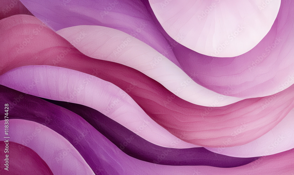 Poster delicate pink and purple abstract waves with soft gradient and flowing patterns