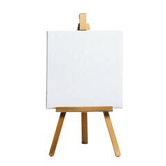 Mini easel with blank canvas on a clean white surface, perfect for artistic inspiration and creative projects