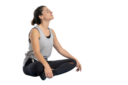yoga woman with matt and bottle isolated