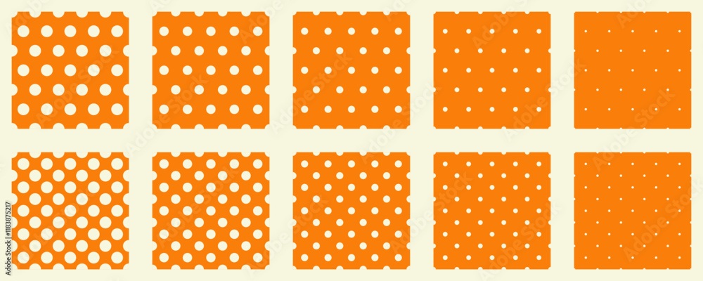 Poster set polka dots seamless vector pattern. simple background for web or print. abstract surface.