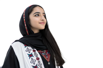 
beautiful arab student girl isolated on white or transparent png
