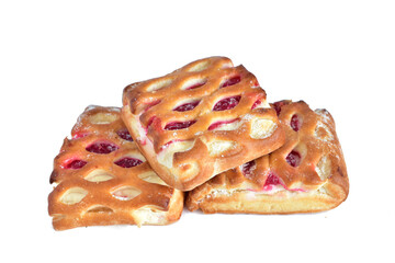 Several buns with cherry jam filling isolated on transparent background. PNG background.