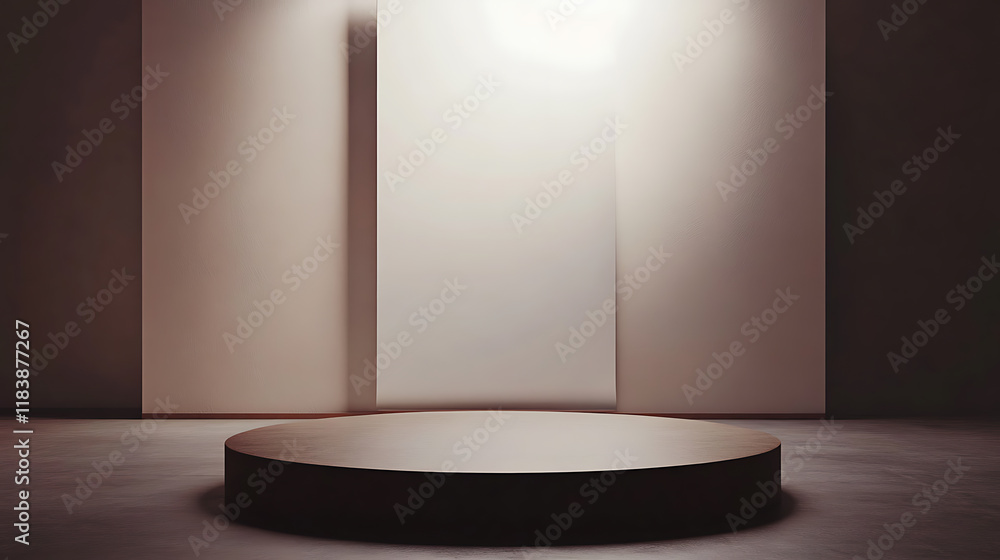Poster a canvas for minimalism: empty podium in presentation background