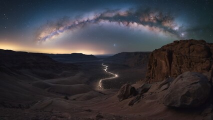 Meteor Shower Illuminates Jungle Clearing and Distant Mountain Silhouettes