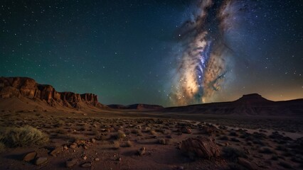 Meteor Shower Illuminates Jungle Clearing and Distant Mountain Silhouettes