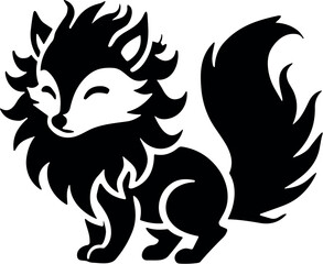 Cartoon Animal Vector Black Silhouette Cricut Design for T-Shirt