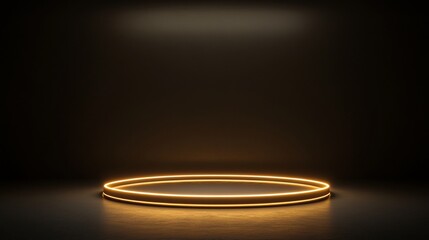 Glowing circular platform on dark background.