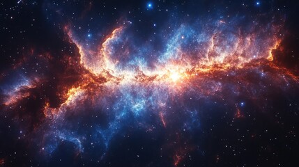 Naklejka premium Colorful space galaxy cloud nebula. Stary night cosmos or Supernova background wallpaper