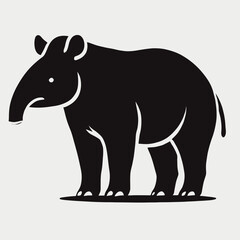Obraz premium very simple flat and minimalist Tapir silhouette in black on a white background