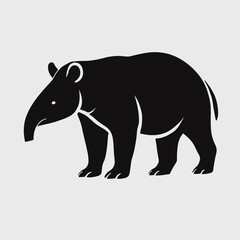 Obraz premium very simple flat and minimalist Tapir silhouette in black on a white background