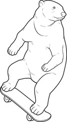 Polar bear Skater Skateboard Animal Vector Graphic Art Illustration