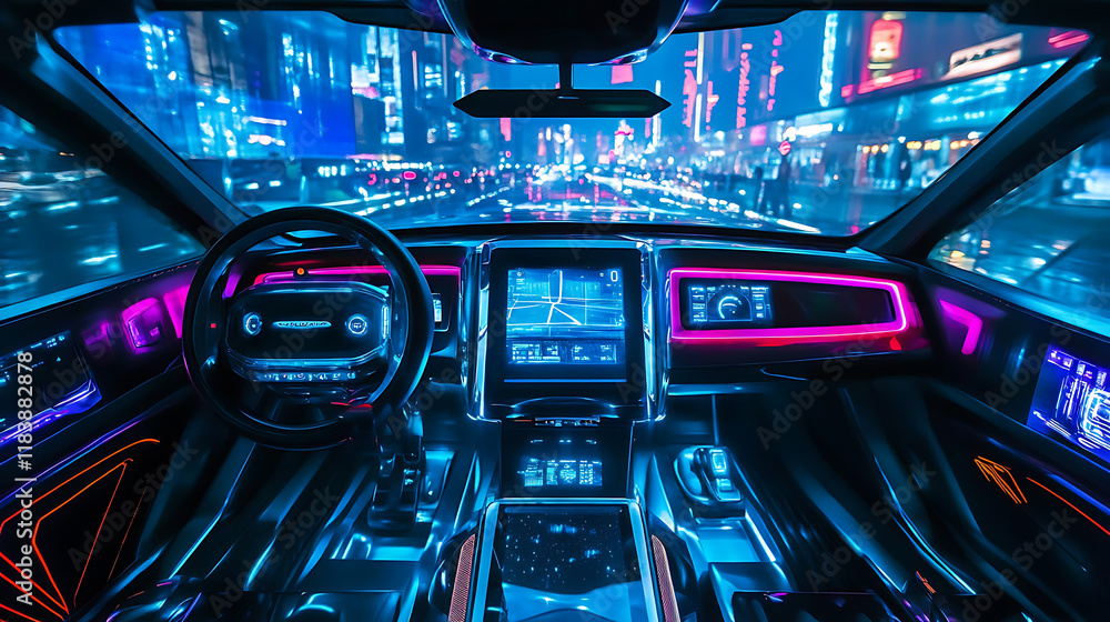 Poster cockpit of an automated future vehicle