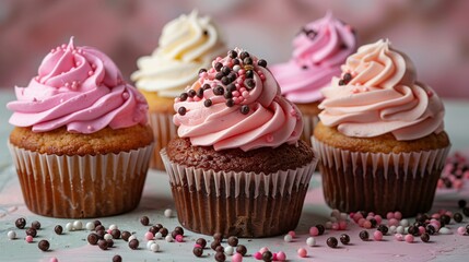 Traditional cupcakes sweet dessert. Fresh bakery