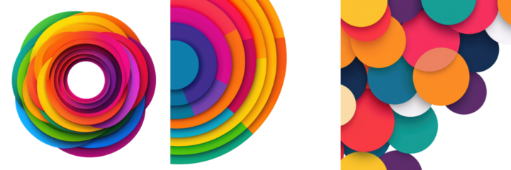 Visually striking abstract design featuring a captivating arrangement of layered geometric shapes in a vibrant spectrum of colors creating a mesmerizing eye catching and contemporary aesthetic