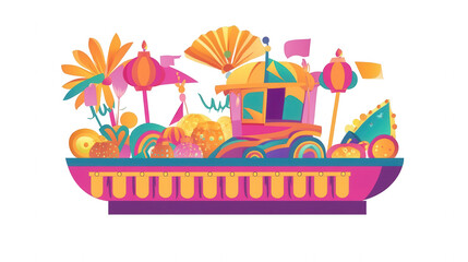 Obraz premium Flat vector design Carnival-themed festive parade, isolated on white, PNG file, Carnival festival