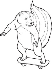Skunk Skater Skateboard Animal Vector Graphic Art Illustration