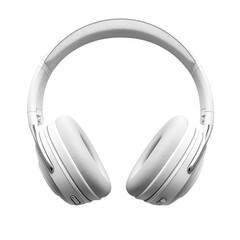 Wireless headphones on a clean white surface, modern design, sleek aesthetics, ideal for tech enthusiasts, minimalist style