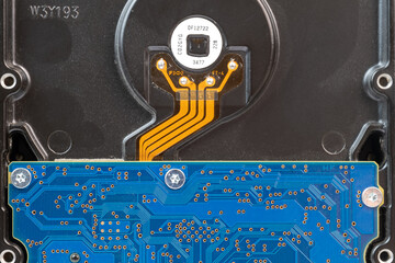 An electronic circuit board background, close up
