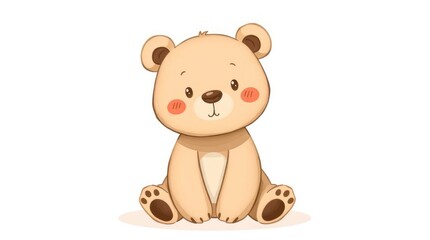 Fototapeta premium Cute Teddy Bear Illustration with Soft Colors and a Friendly Appearance on White Background