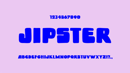 Extra bold sans serif font with soft corners. Playful rounded typescript and numbers. Joyful cartoon English alphabet. Solid fat letters. ABC for headlines, titles, logos. Retro bold typeface