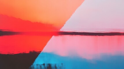 Abstract landscape with vibrant colors reflections