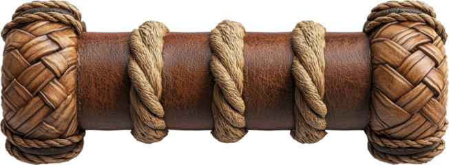 Rustic Leather and Rope Decor Piece for Home Style Isolated on transparent background