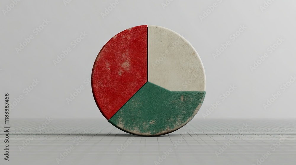 Poster textured three-section pie chart data visualization