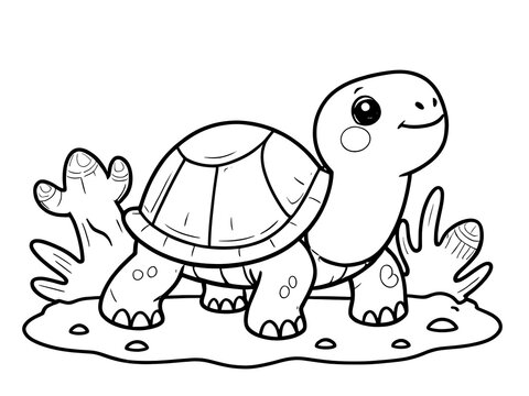 recommend clip art: Adorable Cartoon Turtle Coloring Page