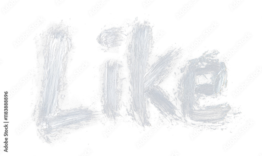 Aufkleber silver text like painted with shimmering brushstrokes on transparency background, creating bold and 