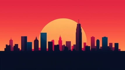 Fototapeta premium Urban Skyline Illustration with Modern Architecture and Skyscrapers in a Cityscape