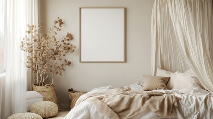 Serene Bohemian Bedroom Interior Design Mockup