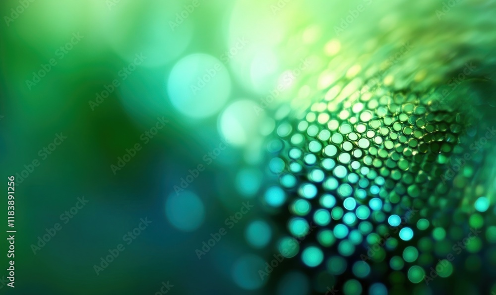 Poster dynamic abstract design with vibrant green background and circular patterns invites visual explorati