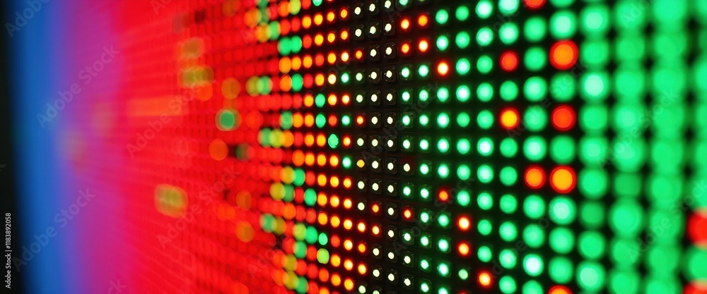 Poster abstract close-up of colorful led lights, creating a vibrant and dynamic pattern.