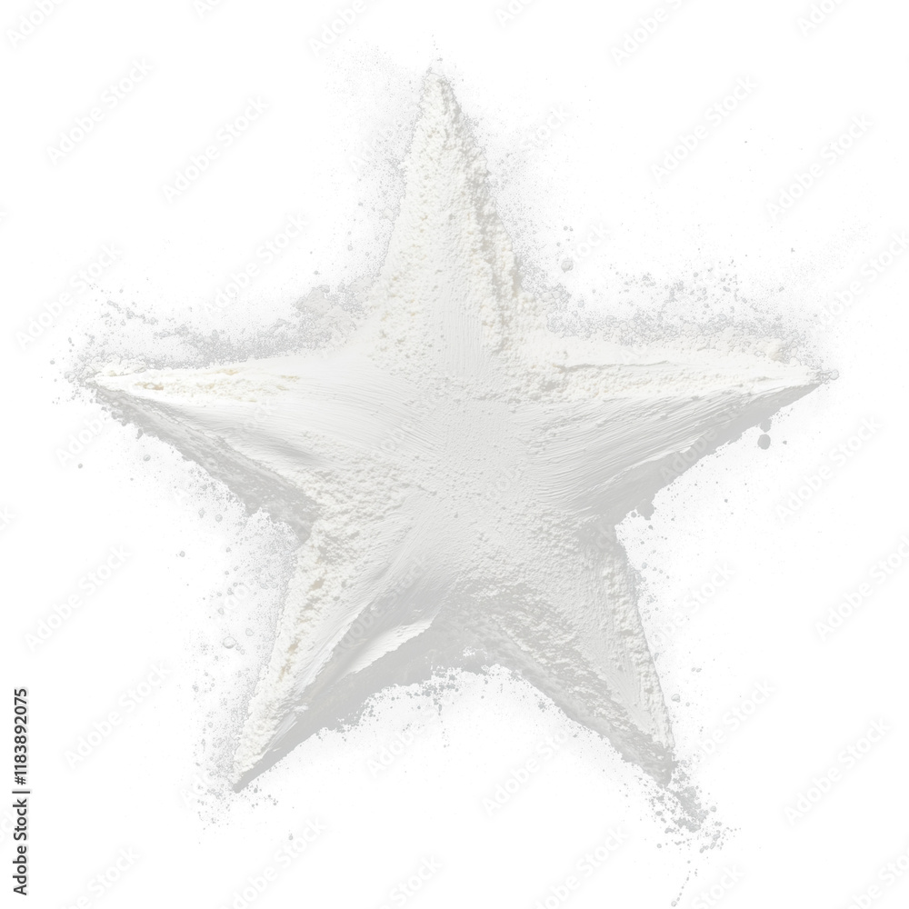 Aufkleber white star with dry brush texture and scattered powder effect isolated on transparency background, c