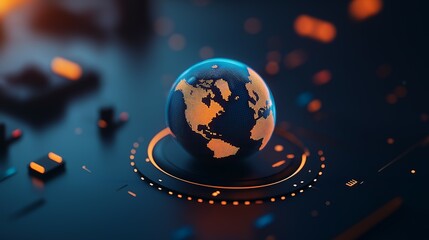 Futuristic Digital Globe with Technology Interface and Data Network Visualization