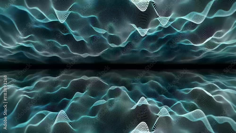 Poster abstract background.technology digital wave background concept.motion waving dots texture with glowi
