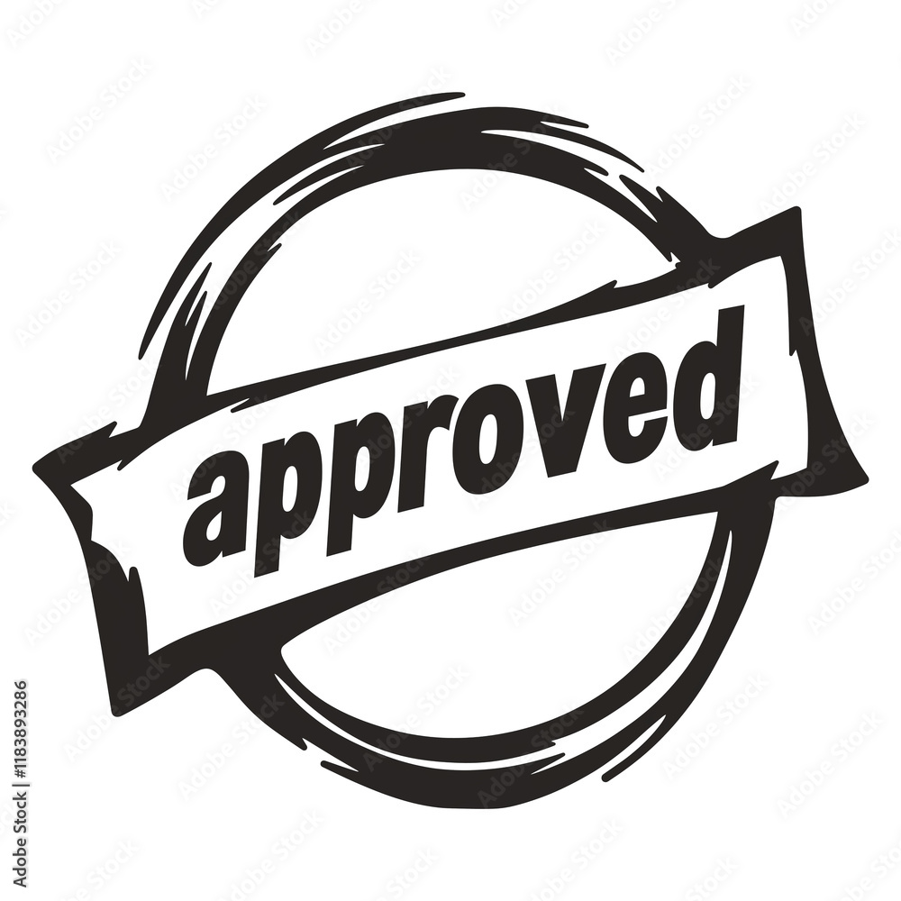 Aufkleber Black approved check mark with modern circular design, isolated on transparency background, conveying sense of validation and acceptance with bold and clean style