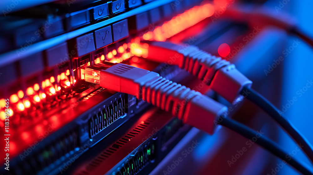 Poster network cables connected in network switches