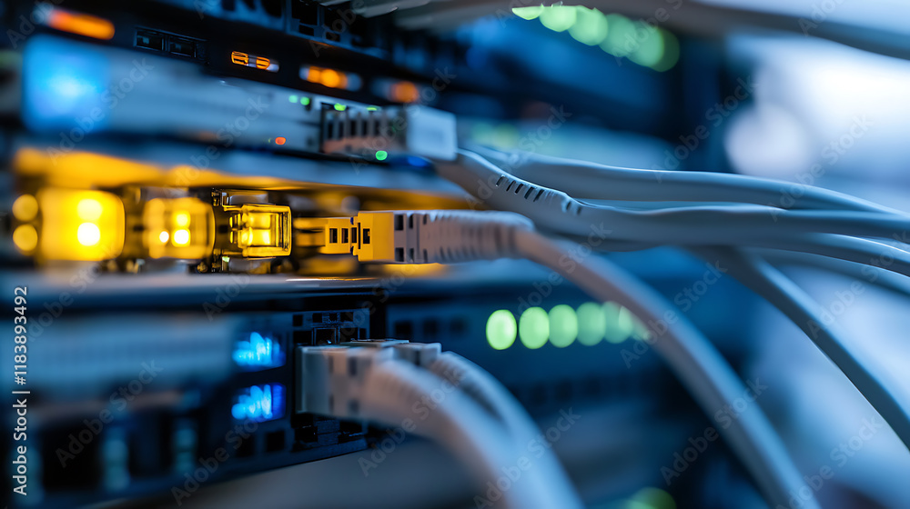 Poster network cables connected in network switches