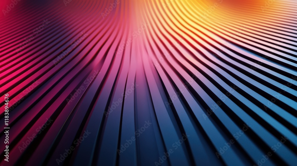Poster abstract design, digital illustration - rays of light, vertical parallel lines with alternating colo