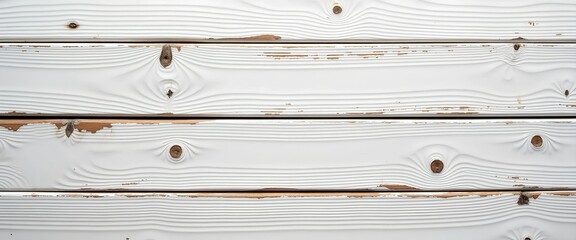 Naklejka premium Whitewashed wooden planks with distressed paint, showing natural wood grain and texture. Ideal for backgrounds or rustic designs.