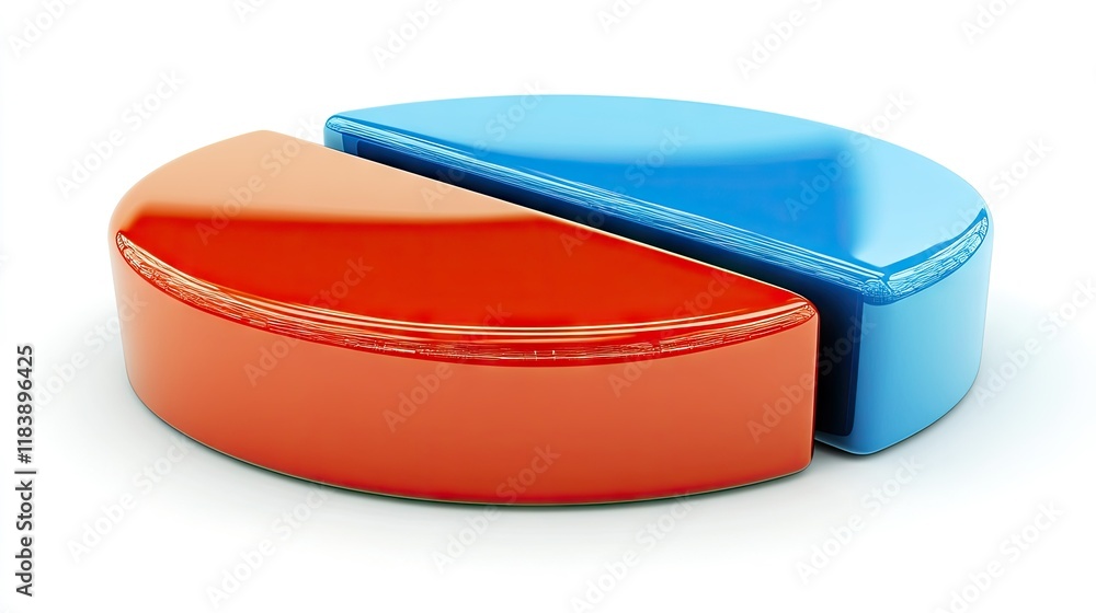 Poster red and blue 3d pie chart data visualization