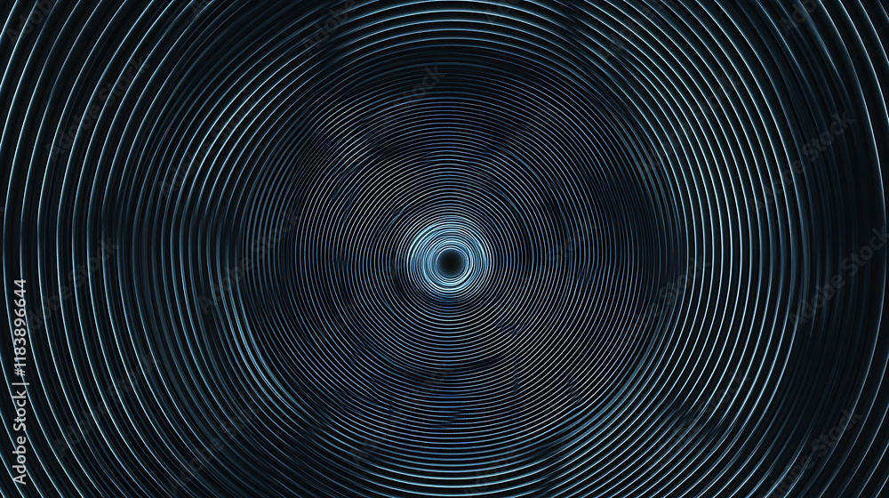 Poster spreading circles on dark background, motion, hypnotic animation with expanding circles from center,