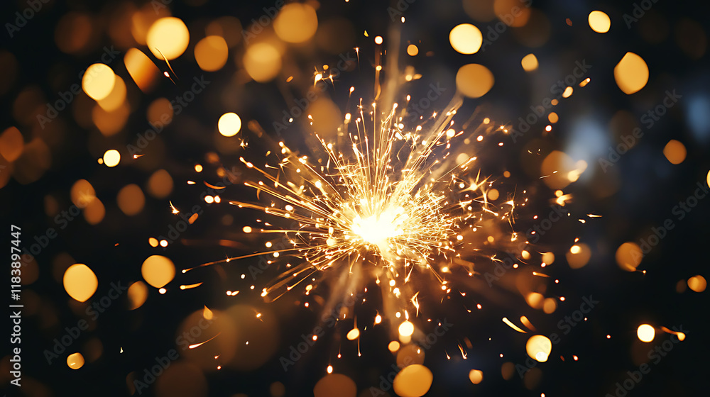 Aufkleber the dynamic sparkle of a firework in the night sky, capturing the essence of a festive moment with a