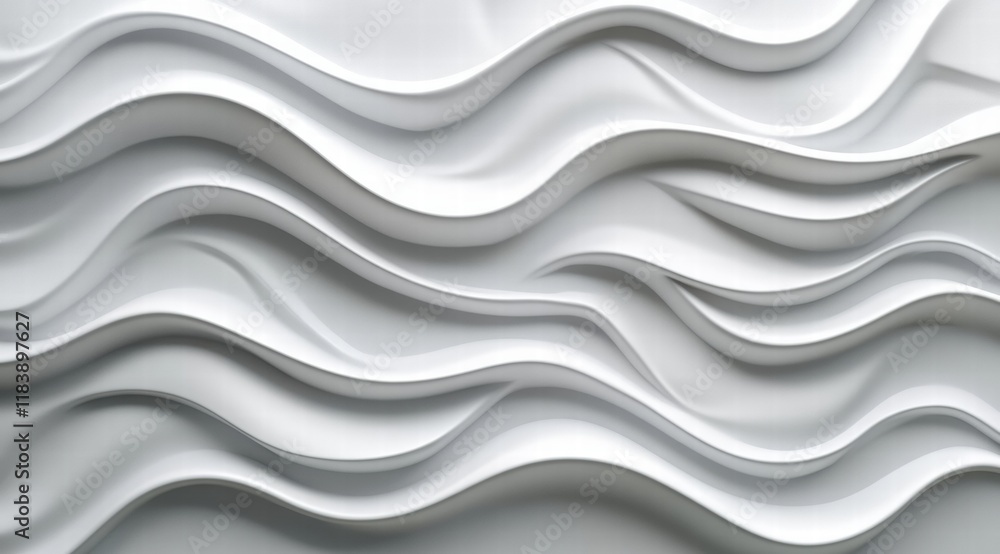 Aufkleber 3d render, abstract white background with a wavy pattern for product presentation