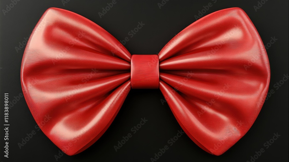 Poster red bow tie with textured pattern on dark background